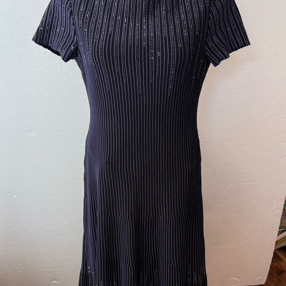 St. John Navy Striped Midi Dress - Picture 1 of 12